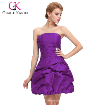 Grace Karin trägerlosen lila Heimkehr Kleider für Party Backless Taft Vestidos Largos Short Heimkehr Kleider CL4098-3 #